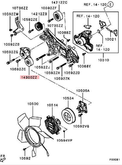 PAJERO3 4 V70V60V80V90W TENSIONER,ALTERNATOR DRIVE BELT AUTO 1345A078