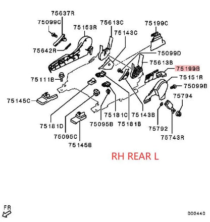 LANCERX CY0A COVER,FRONT SEAT ANCHOR RH REAR-L 6977A186XA BLACK