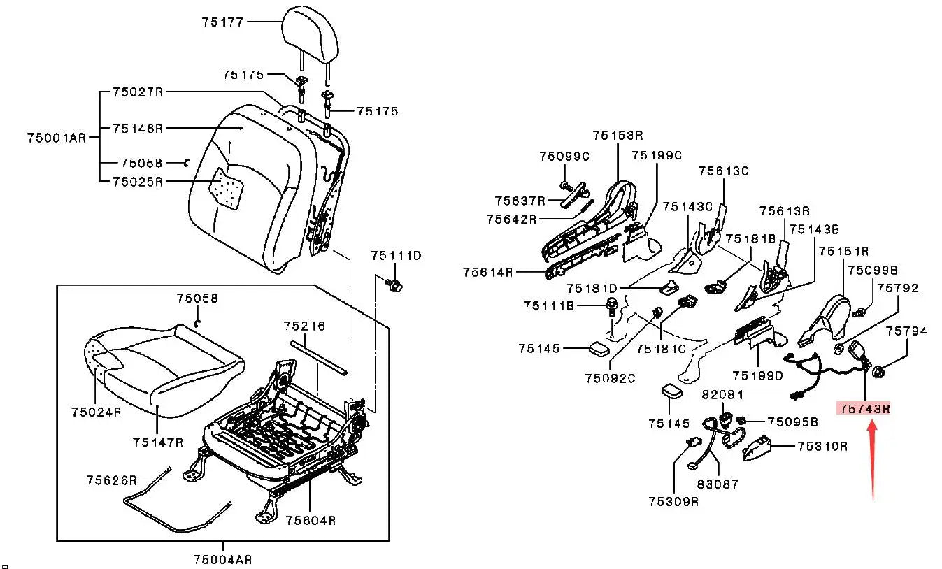 ASX GA0W SEAT BELT,FR SEAT,INR RH（7000D498XA）