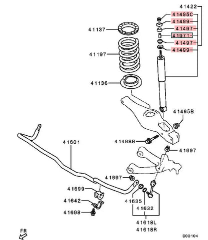 PAJERO3 4 V70V60V80V90W BUSHING,WASHER,NUT,COLLARREAR SHOCK ABSORBER MR418160 MR418161 MR418162 MS440002