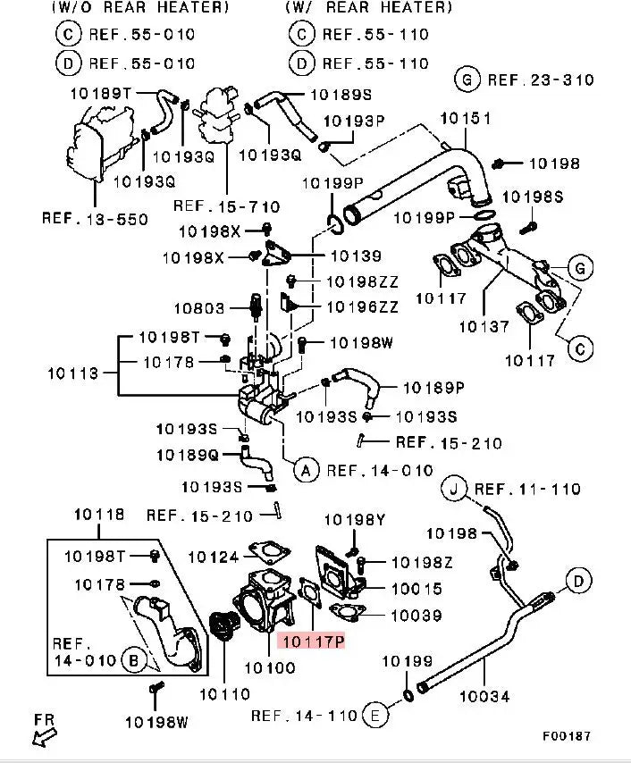 PAJERO V80V90V70V60 6G70ENGINE GASKET,THERMOSTAT CASE MD363884