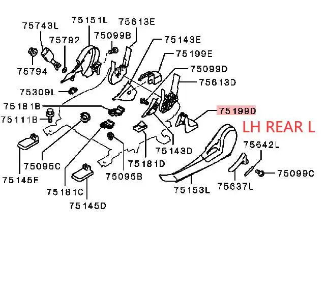 LANCERX CY0A COVER,FRONT SEAT ANCHOR LH REAR-L 6977A183XA BLACK