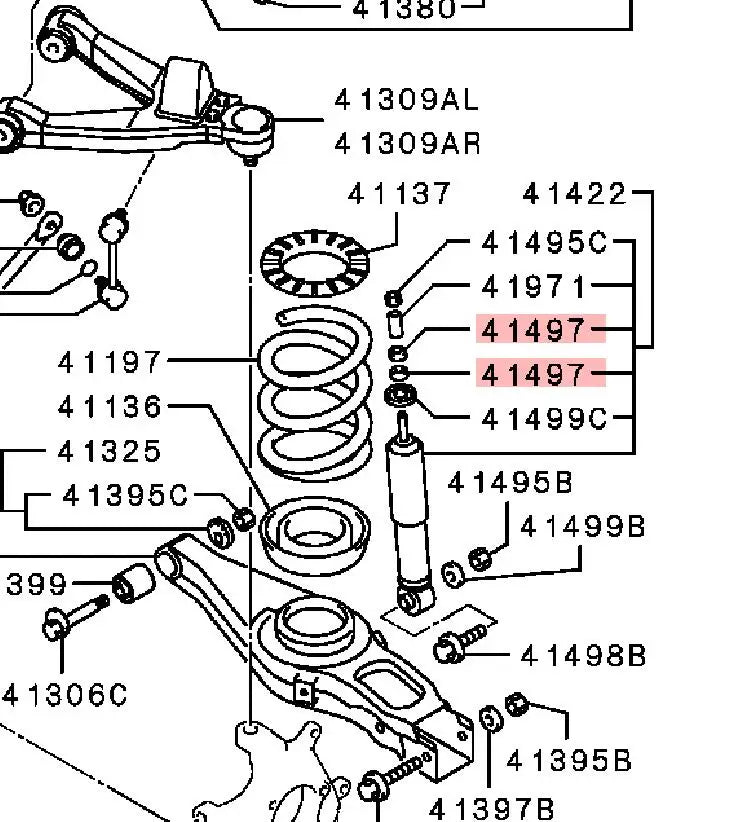 PAJERO3 4 V70V60V80V90W BUSHING,REAR SHOCK ABSORBER MR418160