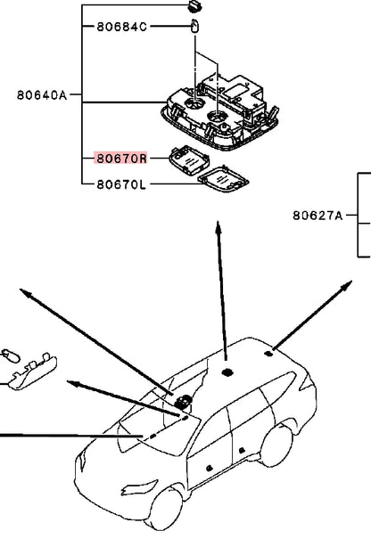 PAJERO SPORT3 KR0W KS0W LENS,CTR ROOM LAMP  8401A255/8401A256