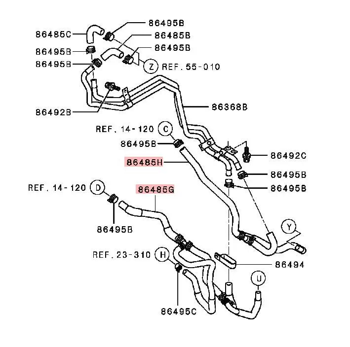 PAJERO4 V90W HOSE,REAR HEATER PIPING 7805A103 7805A104