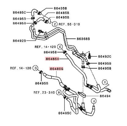 PAJERO4 V90W HOSE,REAR HEATER PIPING 7805A103 7805A104