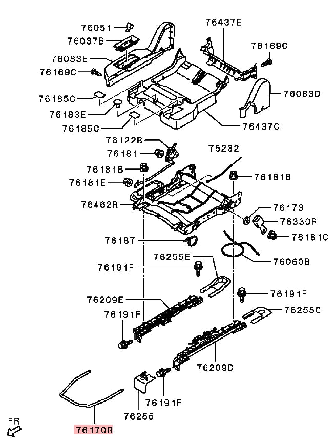 OUTLANDER3 GF0W LEVER,RR SEAT SLIDE ADJUSTER,RH 7PERSONS 6940A100