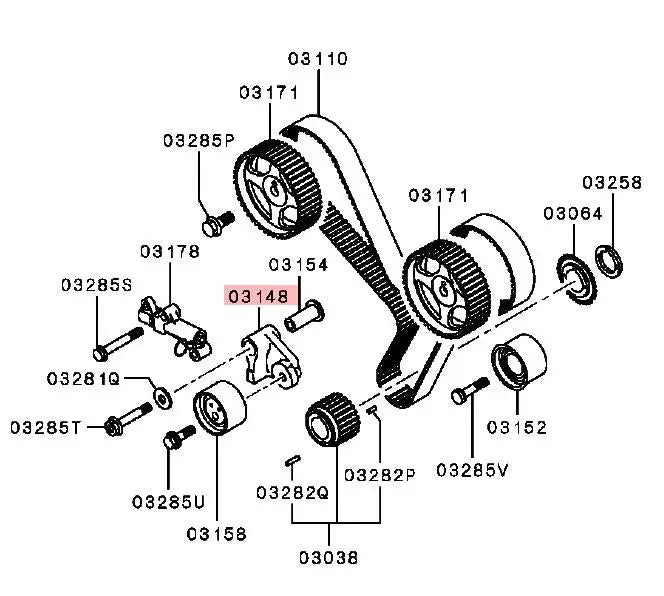 PAJERO3/4 MK3/4 V70W V60W V90W V80W ARM,TIMING BELT TENSIONER MD151401