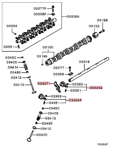 OUTLANDER1 CU5W GRANDIS NA4W 4G69 ENGINE ROCKER ARM,EXHAUST VALVE ARM,ROCKER SHAFT PISTON MN176591 MN176593 MN158943