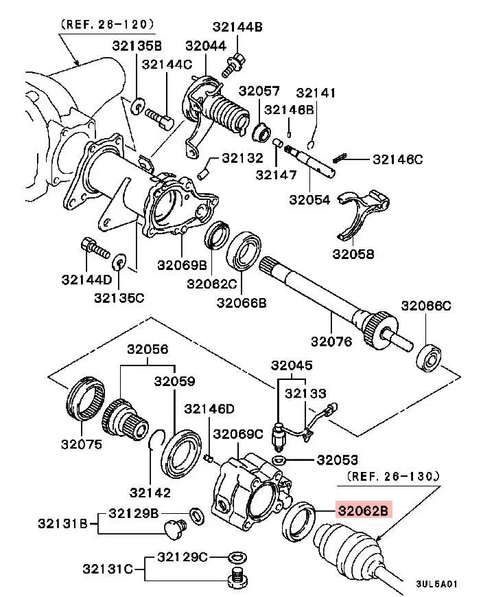 PAJERO IO H77W H76W H65H67W OIL SEAL,FREEWHEEL CLUTCH DIFF SIDE 32062B MB664225