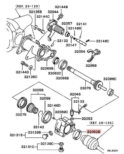 PAJERO IO H77W H76W H65H67W OIL SEAL,FREEWHEEL CLUTCH DIFF SIDE 32062B MB664225