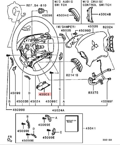PAJERO V90V80 COVER,STEERING WHEEL,LWR 4400A373XA OEM