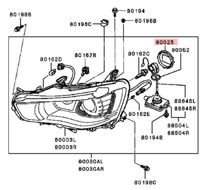 Outlander(2010-2015) LANCER EVOX COVER,HEADLAMP BULB SOCKET FOR HEADLAMP STAMP(MOBIS) 8301C502 USED