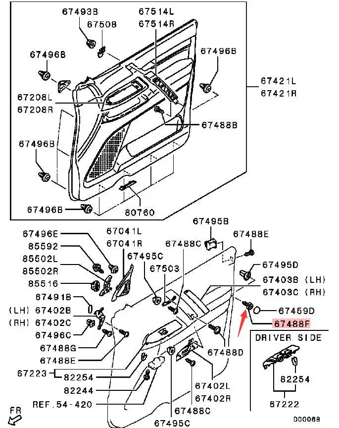 PAJERO V70V60V80V90 SCREW,DOOR TRIM MR402298