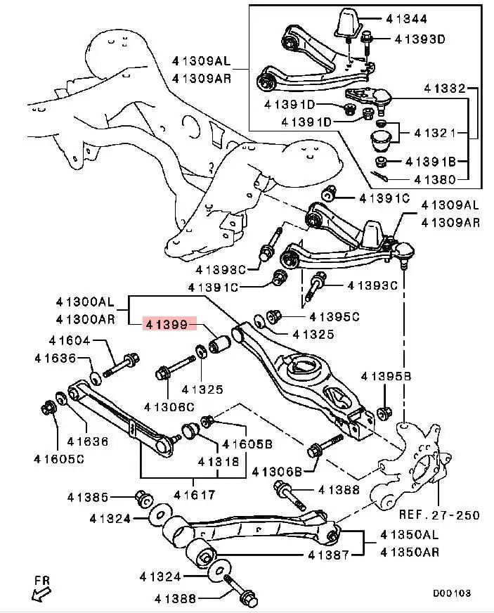 PAJERO V73V63V97V87V93 BUSHING,REAR SUSP LWR ARM suspension hem arm bushing bushing after  cushion sets MR374672