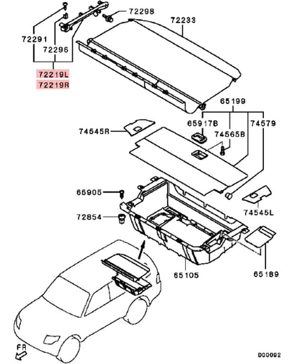 PAJERO4 V90 HOLDER,REAR SHELF 7237A071YA 7237A072YA BEIGE