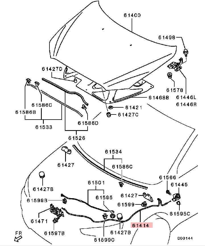LANCER CY0A CABLE,HOOD LOCK RELEASE 5910A050