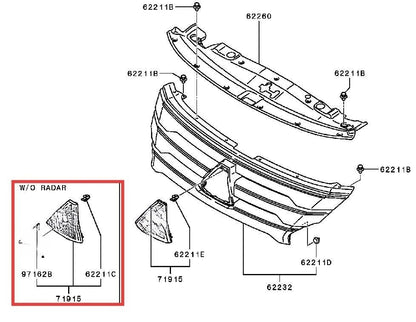 Pajero Sport MY2019-2023 KS0W HOLDER,FRONT CTR MARK （WITHOUT FCM）7450B325 GENUINE