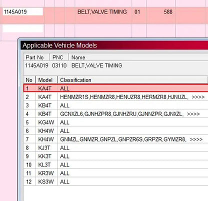 PAJERO SPORT L200 4D56 ENGINE BELT,VALVE TIMING 1145A019