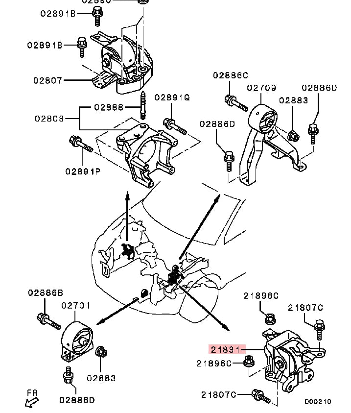 OUTLANDER2 CW6W 6B31 3.0V6 BRACKET,ENG FR MOUNTING engine mount glue LH MN184301 GENUINE