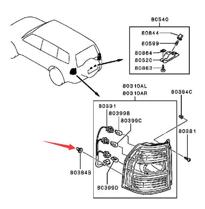 PAJERO V60V70V80V90 SPORT K96W GROMMET,TAIL LAMP MU000613