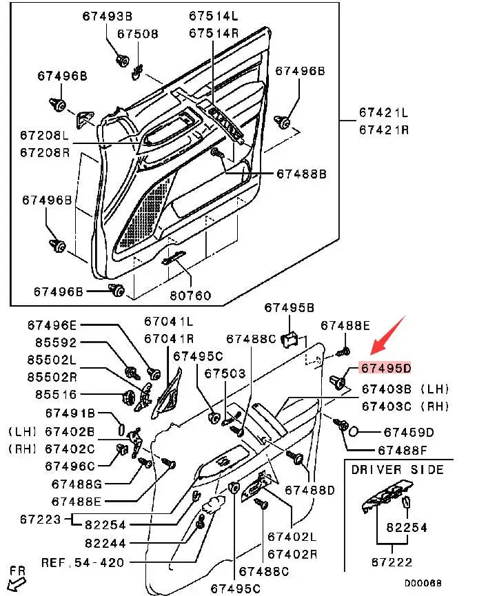 PAJERO V70V60V80V90 GROMMET,DOOR TRIM MS480010
