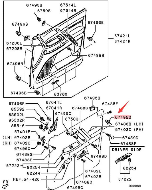 PAJERO V70V60V80V90 GROMMET,DOOR TRIM MS480010