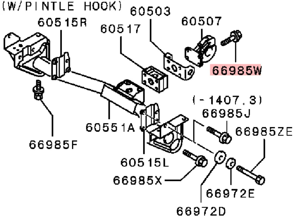 PAJERO4 V90WV80W BOLT,REAR TRACTION HOOK MS241094
