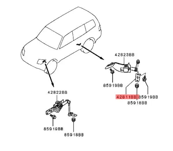 PAJERO V90V80W BRACKET,REAR SUSP HEIGHT SENSOR 8652A011