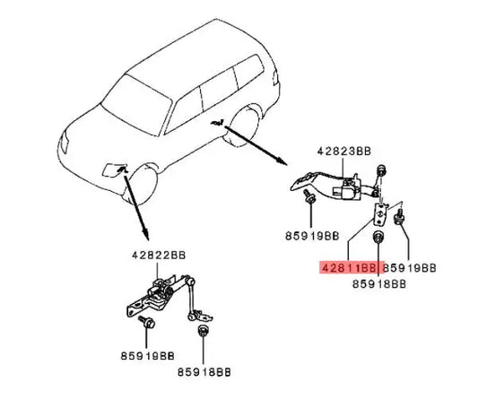 PAJERO V90V80W BRACKET,REAR SUSP HEIGHT SENSOR 8652A011